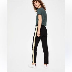 Boden Side white/golden Stripe Trousers Size 6R Black Cigarette Pants LIKE NEW